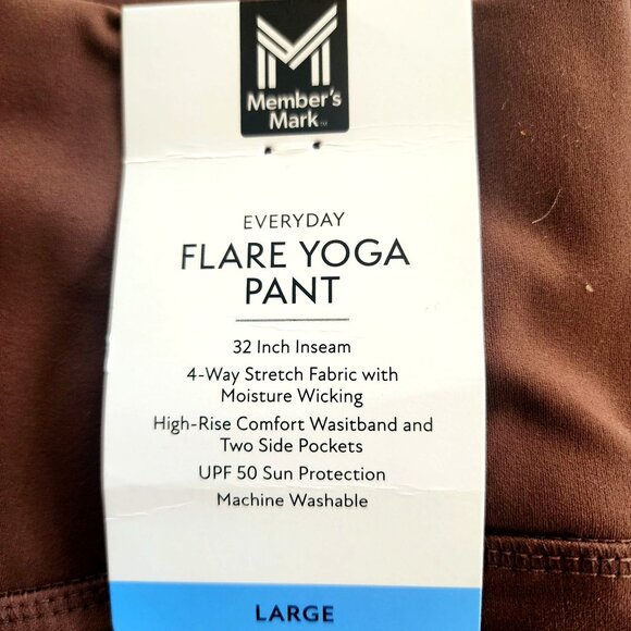 Members Mark Everyday Smoothing Flare Yoga Pants Mocha Brown Sz. L - Picture 3 of 11
